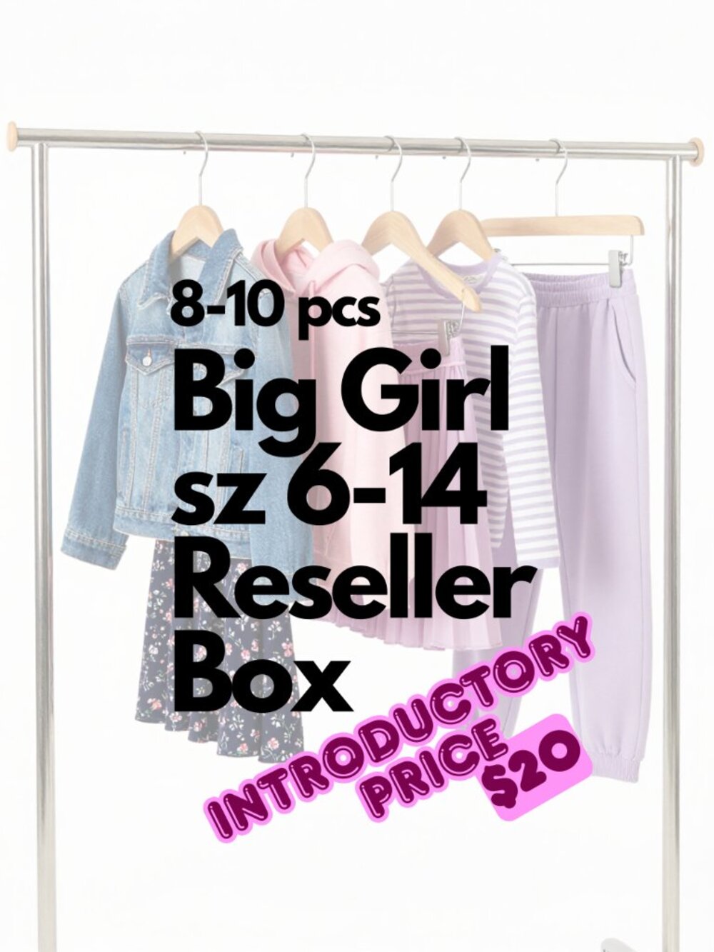 8-10pc Big Girls Clothing Lot. Sz 6T(S) - 14(XL) Reseller Inventory Box